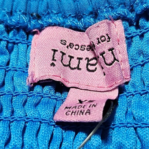 Miami for Francescas Blue Crop Top Womens Size XS Ruffle Sleeve Smocked - Picture 3 of 4